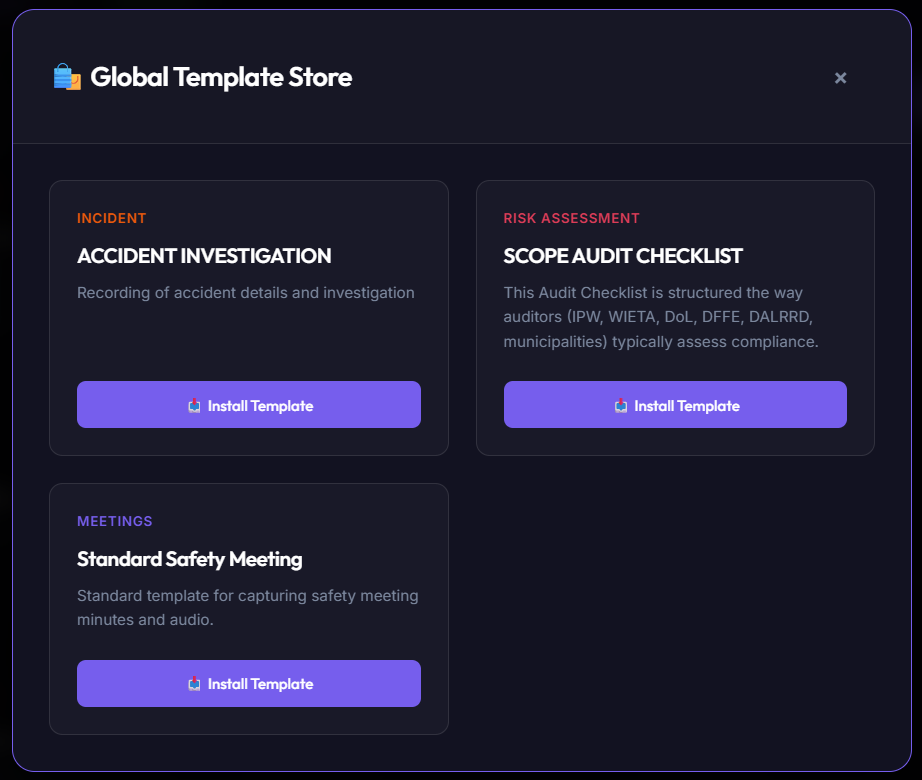 Form Template Store